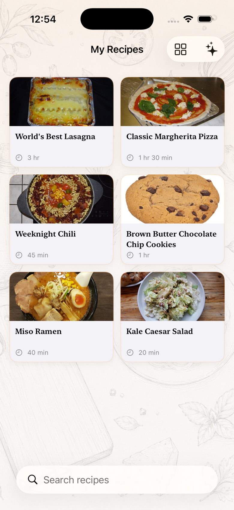 Recipe Please grid view